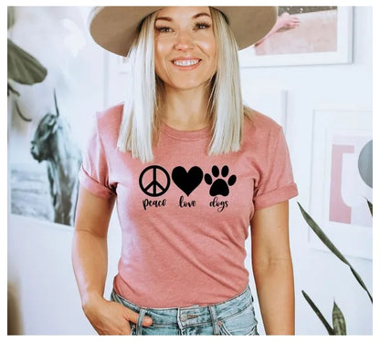 Dog Lover T-Shirt, Dog Moms T Shirt, Fur Mama Shirt, Peace Love Dogs Shirt, Valentine Tshirt, Pet Owner Gift, Women Graphic Tees